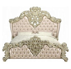 Vatican Light Gold and Champagne Silver Upholstered Panel Bedroom Set