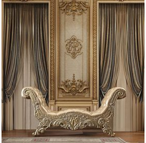 Vatican Light Gold Upholstered 75" Accent Bench with Nailhead Trim