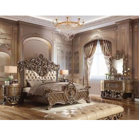 Constantine Brown and Gold 2 Drawer Nightstand