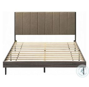 Valdemar Brown Fabric and Weathered Gray Upholstered Bedroom Set