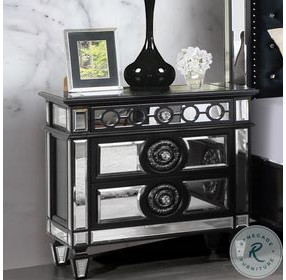 Varian II Black and Silver Mirrored 3 Drawer Nightstand