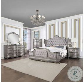 Ariadne Velvet and Antique Platinum Upholstered Bedroom Set