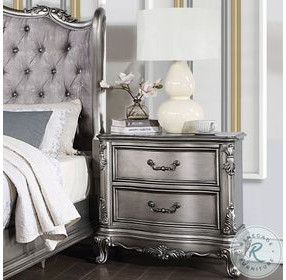 Ariadne Antique Platinum 2 Drawer Nightstand