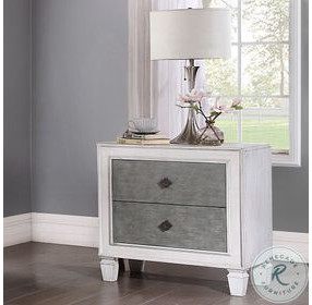 Katia Rustic Gray and Weathered White 2 Drawer Nightstand