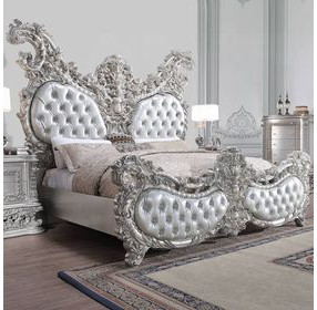 Valkyrie Antique Platinum King Upholstered Panel Bed