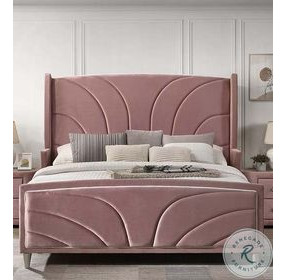 Salonia Pink Velvet Upholstered Platform Bedroom Set