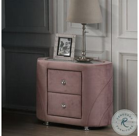 Salonia Pink Velvet 2 Drawer Nightstand