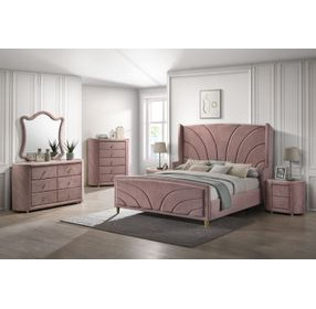 Salonia Pink Upholstered Arched Dresser Mirror