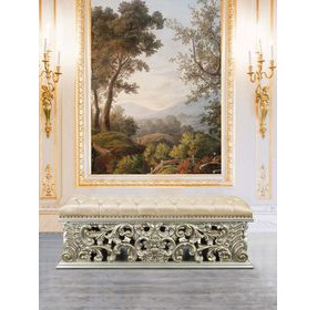 Sorina Antique Gold Upholstered 66" Accent Bench with Nailhead Trim