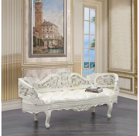 Adara Pearl White Upholstered Accent Bench with Tufted and Nailhead Trim