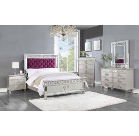 Varian Burgundy and Silver Twin Upholstered Panel Bed with Nailhead Trim