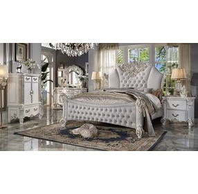 Vendome Cream and Antique Pearl King Upholstered Panel Bed