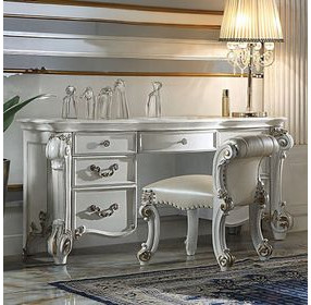 Vendome Antique Pearl 7 Drawer Vanity Desk