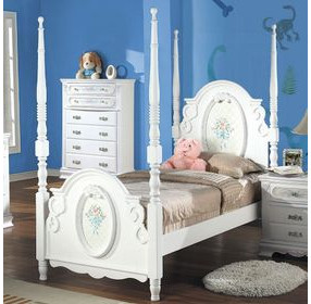 Flora White Youth Poster Bedroom Set