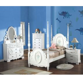 Flora White Twin Poster Bed