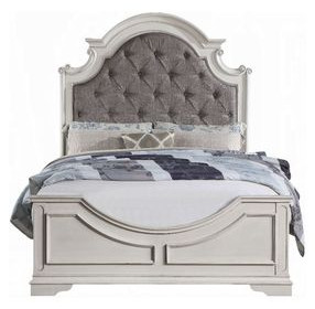 Florian Gray and Antique White King Upholstered Panel Bed