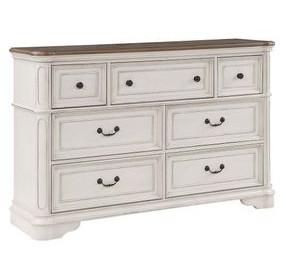 Florian Brown and Antique White 7 Drawer Dresser