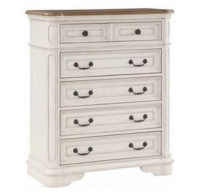 Florian Brown and Antique White 5 Drawer Chest