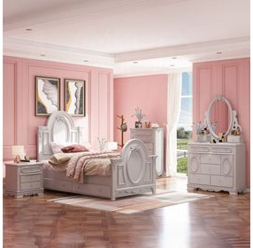 Flora Gray Oval Dresser Mirror with Jewelry Storage