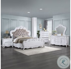 Latisha White Upholstered Bedroom Set