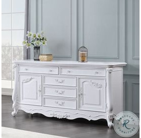 Latisha White 5 Drawer Dresser with Door