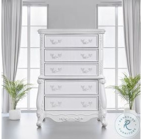 Latisha White 5 Drawer Chest