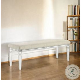 Tarian Pearl White 54" Upholstered Bench