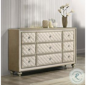 Lucienne Beige Velvet 9 Drawer Dresser