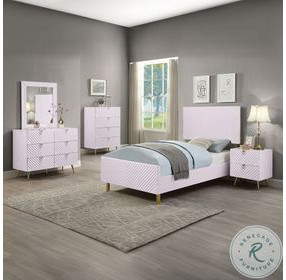 Gaines Pink High Gloss Youth Panel Bedroom Set