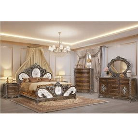 Devany Cream and Cherry Upholstered Panel Bedroom Set