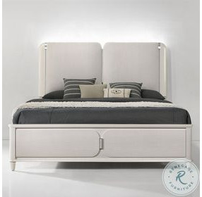 Laveda Light Gray Boucle and Pearl White Upholstered Bedroom Set