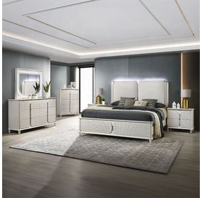 Laveda Pearl White Rectangular Dresser Mirror with LED