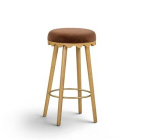 Oodle Bronze Performance Vegan Mohair Upholstered Bar Stool