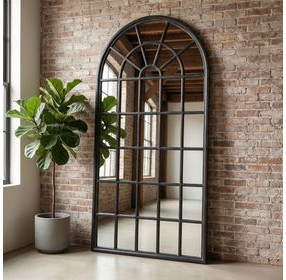 Berwyn Dark Brown Arched Floor Mirror