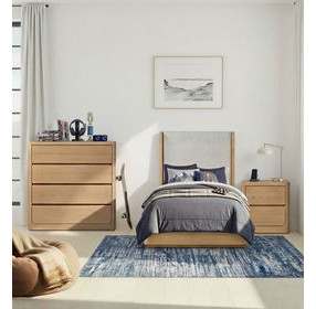 Modena Natural and Cream Youth Upholstered Panel Bedroom Set