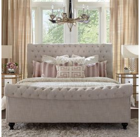 Jackie Crepe King Upholstered Sleigh Bed