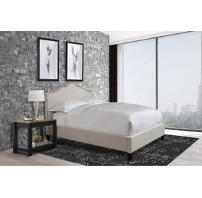 Jamie Flour Natural Performance Fabric Queen Upholstered Panel Bed