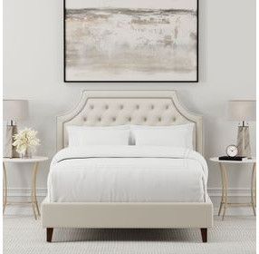 Jasmine Champagne Natural Queen Upholstered Panel Bed