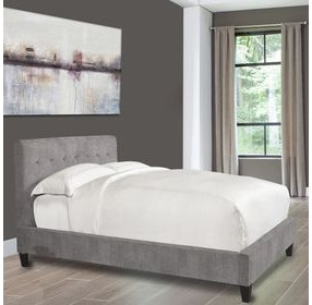 Jody Cornflower Gray Performance Fabric King Upholstered Panel Bed