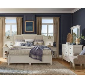 Silverwillow Egg Shell White and Cream California King Upholstered Wall Panel Bed with 2 Nightstand and USB Charging