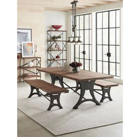 Blayne Natural Walnut and Antique Zinc 90" Dining Bench with Live Edge