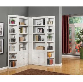 Boca Cottage White 5 Piece L Shape Corner Bookcase Set