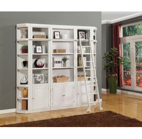 Boca Cottage White 6 Piece Library Wall With Corner Bookcases
