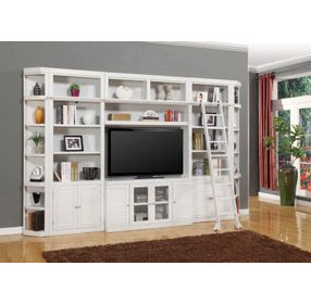 Boca Cottage White 6 Piece Entertainment Wall with Ladder
