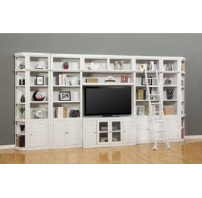 Boca Cottage White 9 Piece Entertainment Wall With Corner Bookcases