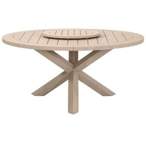 Boca Washed Ever Teak Outdoor 63" Round Dining Table