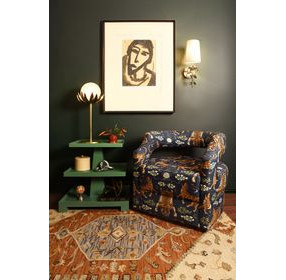 Tatiana Textured Green Rectangular Side Table with 2 Shelves