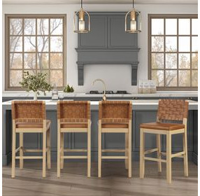 Reid Sand Vegan Leather Bar Chair Set of 2