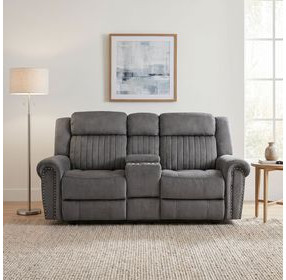 Brennen Charcoal Double Reclining Console Loveseat