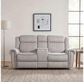 Brennen Mist Double Reclining Loveseat with Center Console